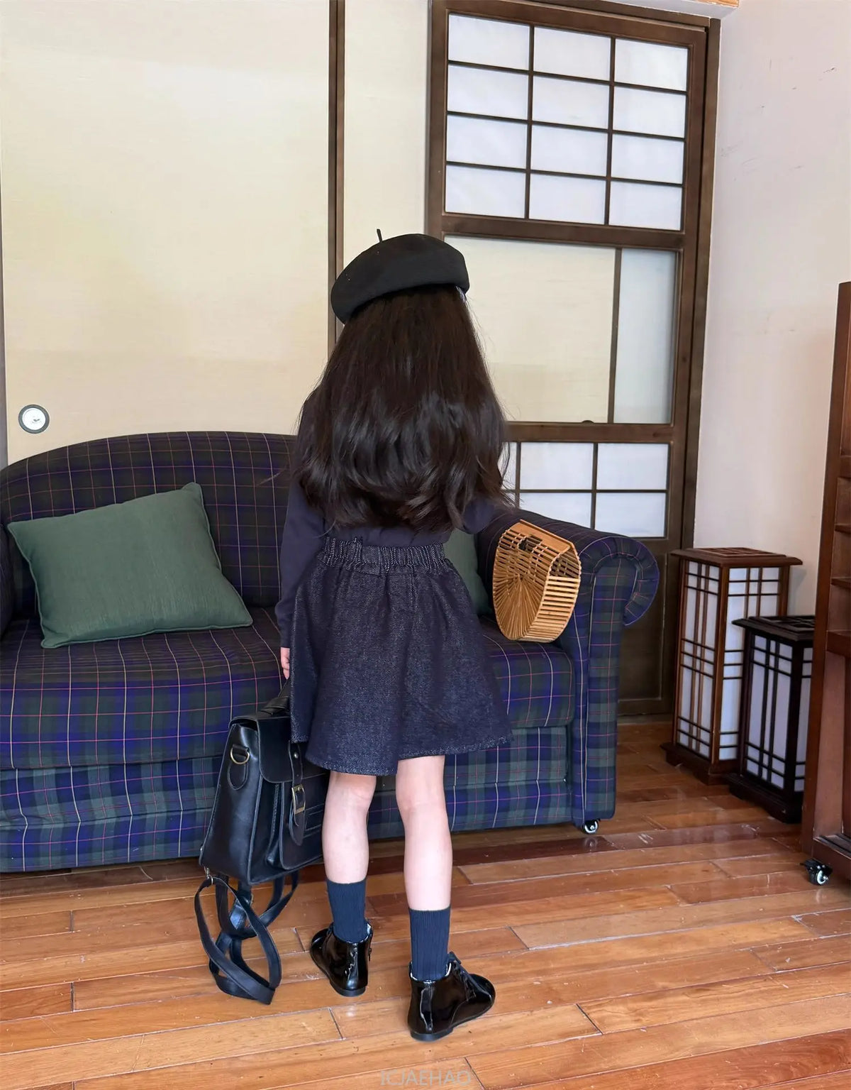 Teen Girl Clothes Children  Waist Shell Button Denim Skirt and Top Kids Versatile Casual Outfits Costumes Vintage Girls Elastic