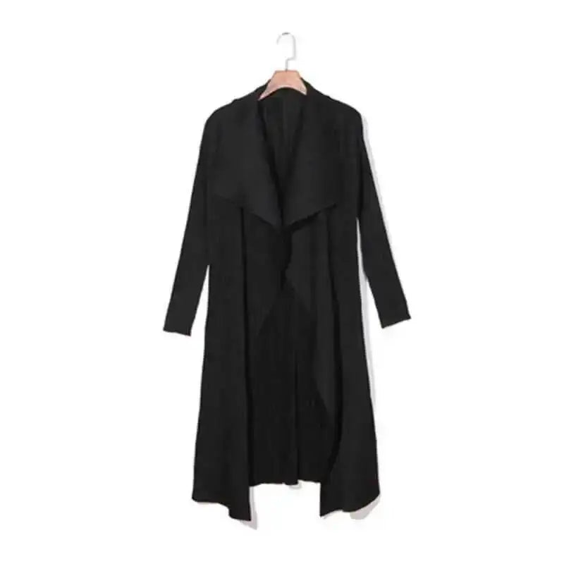 Trench-Coat Femme Plissé LANMREM – Col Revers Ample Cardigan Printemps Été 2025