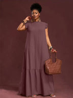 Plus Size Women's Elegant Skirt Dress Casual Work European American Style with Pleated Texture And Large Swing Hemline