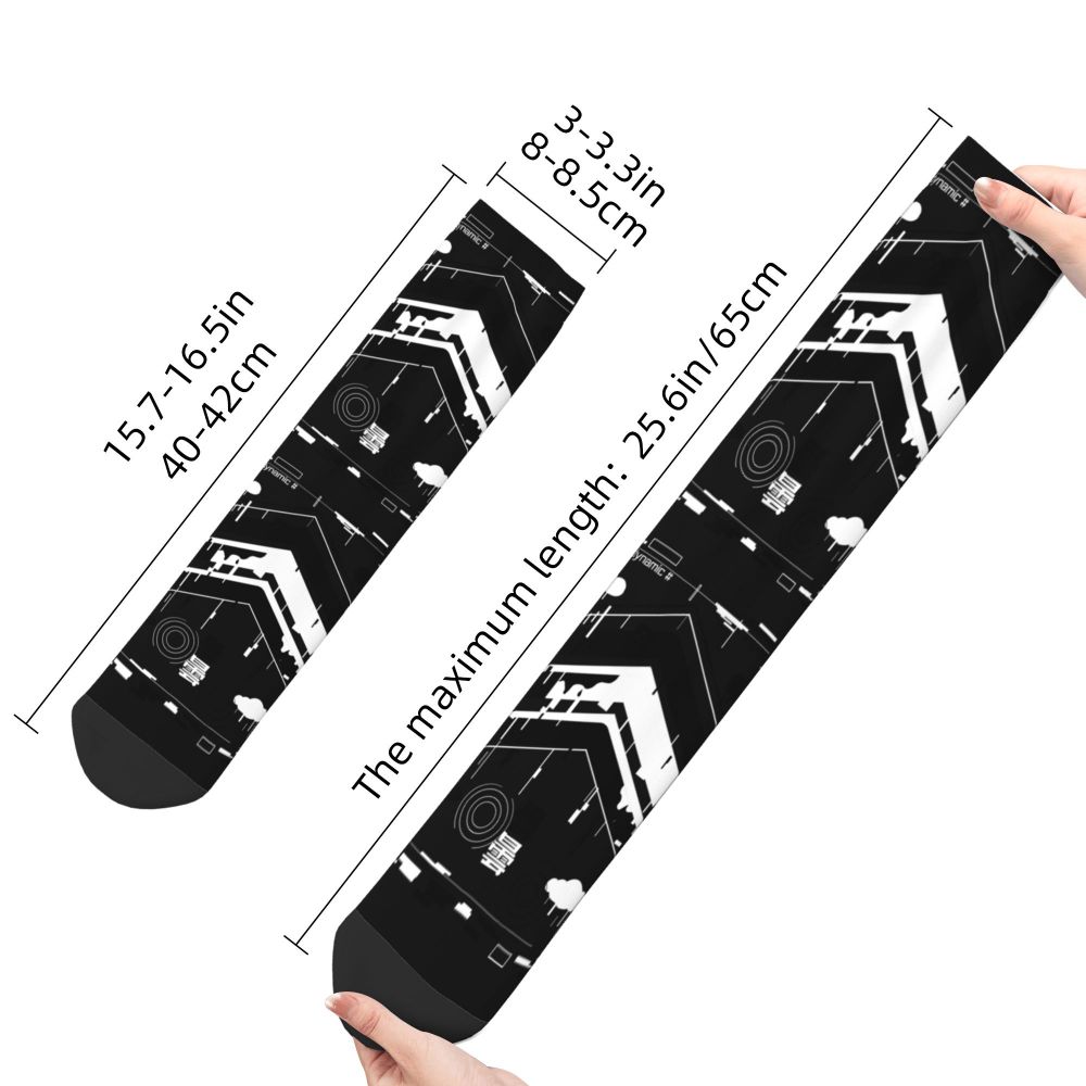 Techwear Men's Crew Socks Unisex Fun Japanese Future Tech Street Wear Style Spring Summer Autumn Winter Dress Socks