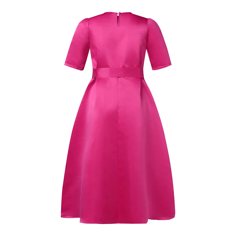 Plus Size Women Stain Dress 2024 Summer Sexy Puff Sleeve Evening Party Dress VONDA Beach Sundres Casual Loose Robe Vestidos