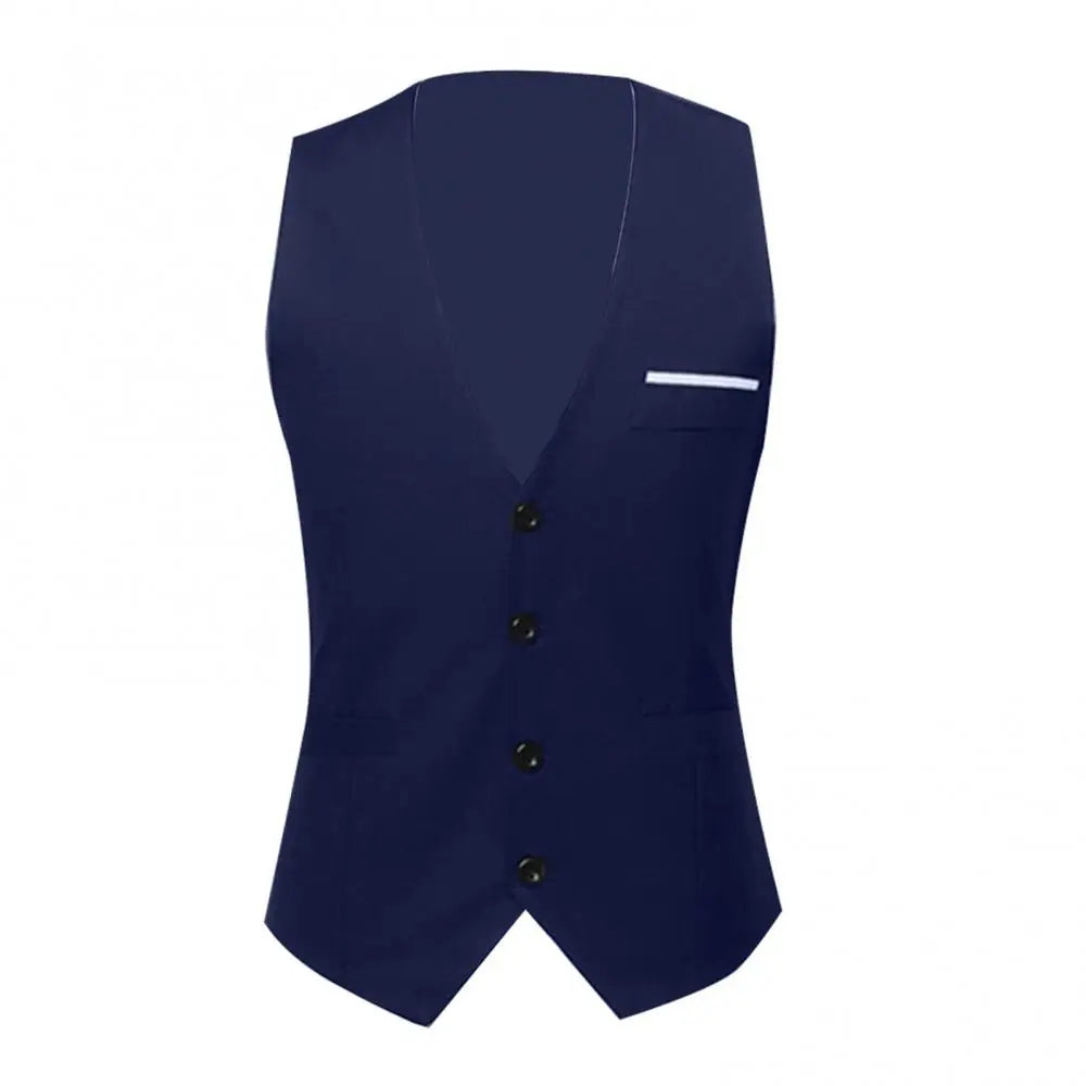 Gilet de costume homme uni – Col V et fermeture boutonnée