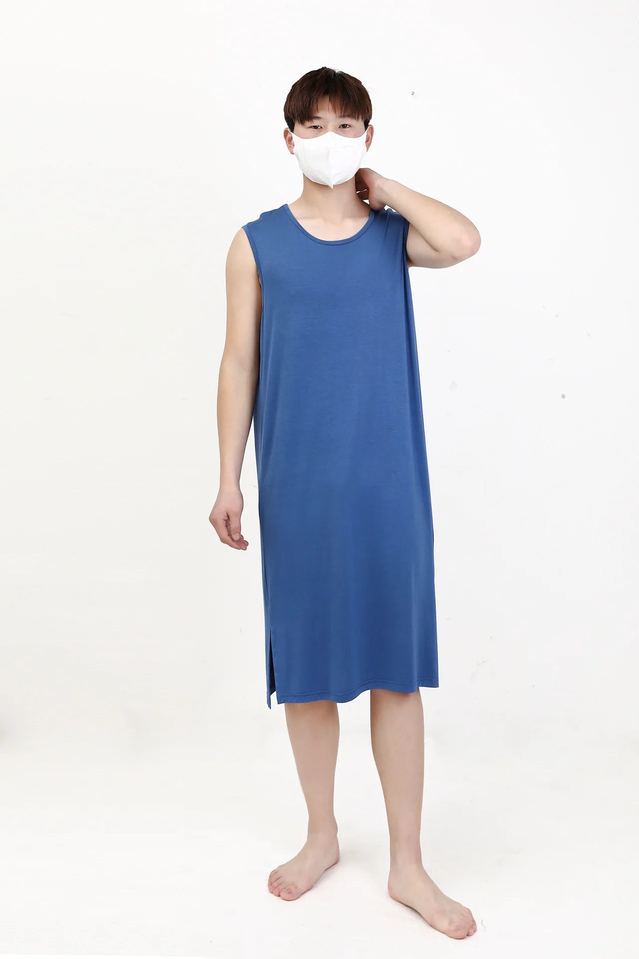 Men's Sleepwear Vest Long Dress Comfortable Home Clothes Bathrobe Sexy Nightwear Spring Summer Autumn Winter Youth Pajamas ﻿