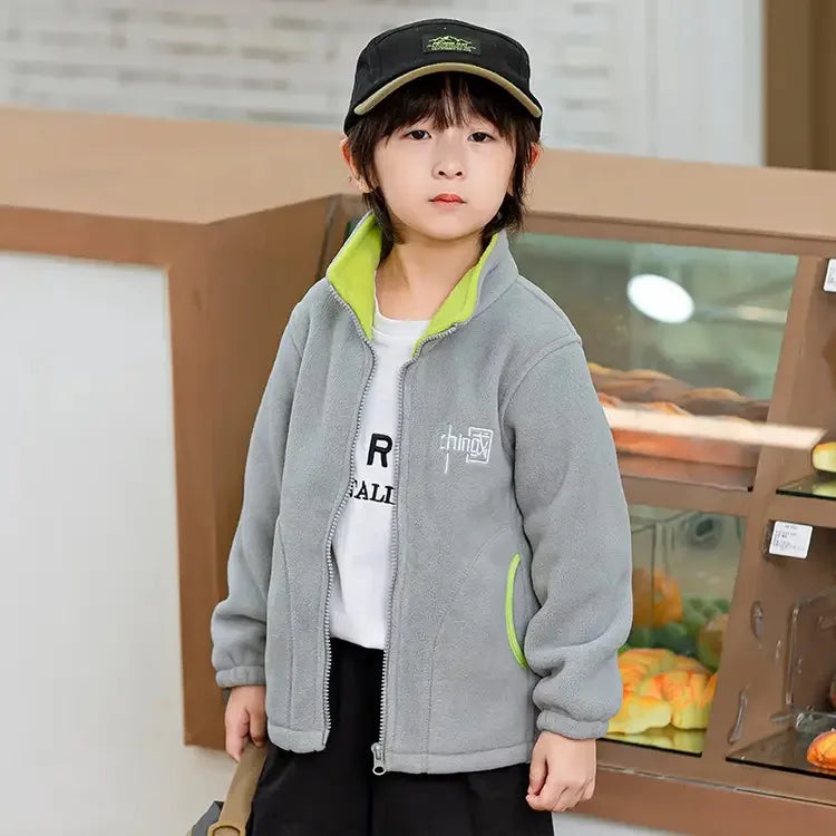 Manteau Polaire Enfant À Capuche – Double Polaire Chaud Zipé 2-14 Ans