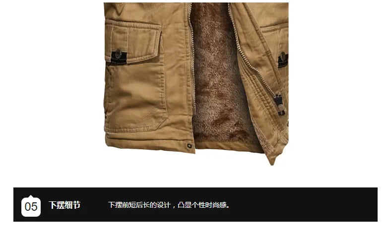 2025 New Men Velvet Cotton Jacket Autumn Winter Thickened Casual Coat Workwear Style Outdoor Warm Fleece Lined Mens Coat