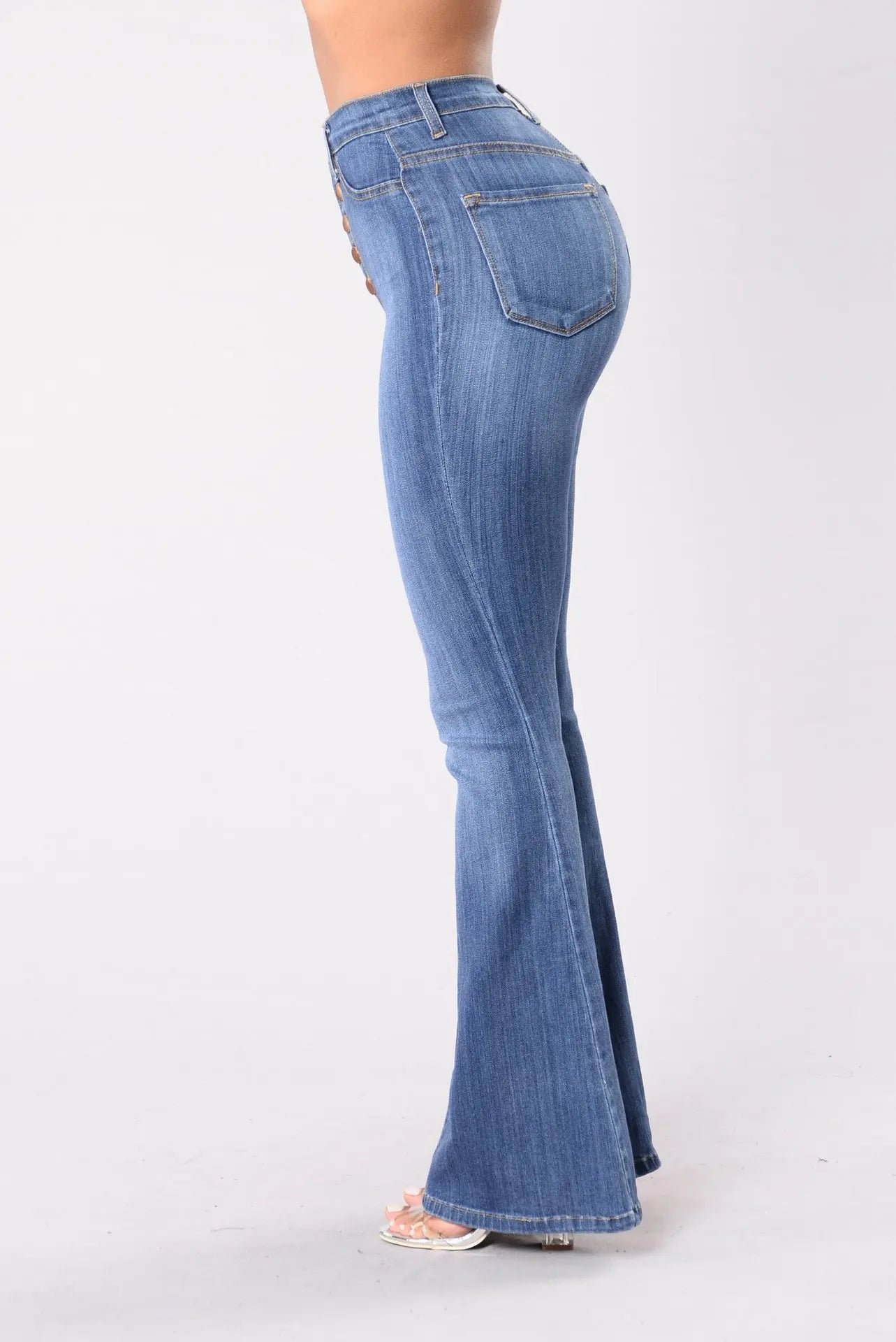 European American Best Selling Spring Autumn Fashion Women Jeans Slim Fit High Waist Versatile Hip Lifting Flared Pants