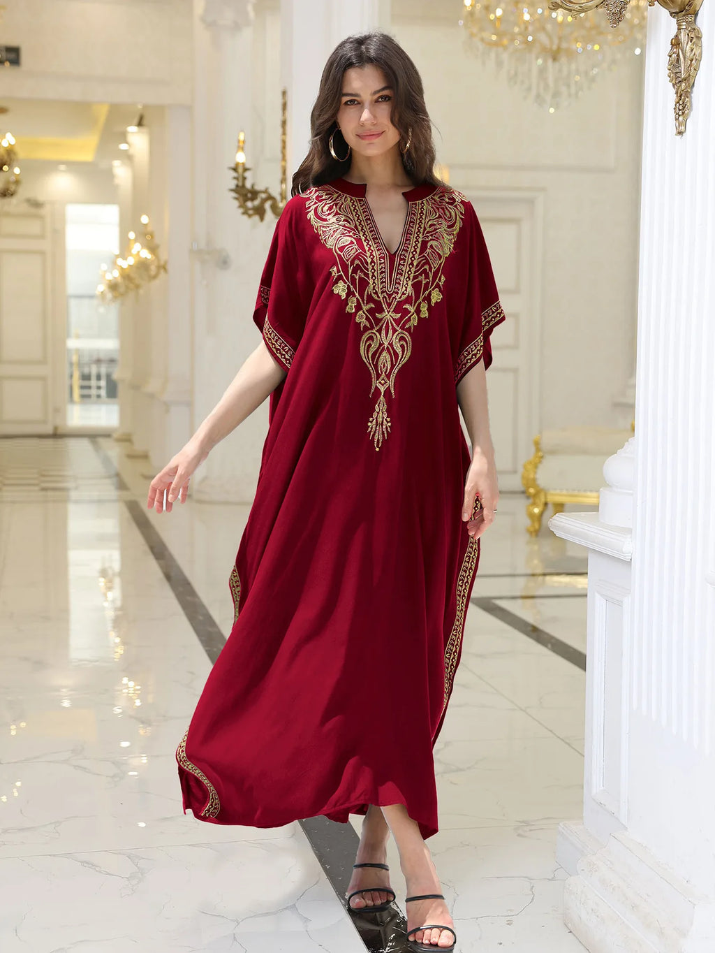 Boho Dress Women's Fashion Cotton Embroidered Beach Sun Protection Dresses For Women Loose Robe Bikini Swimsuit Outer Blouse