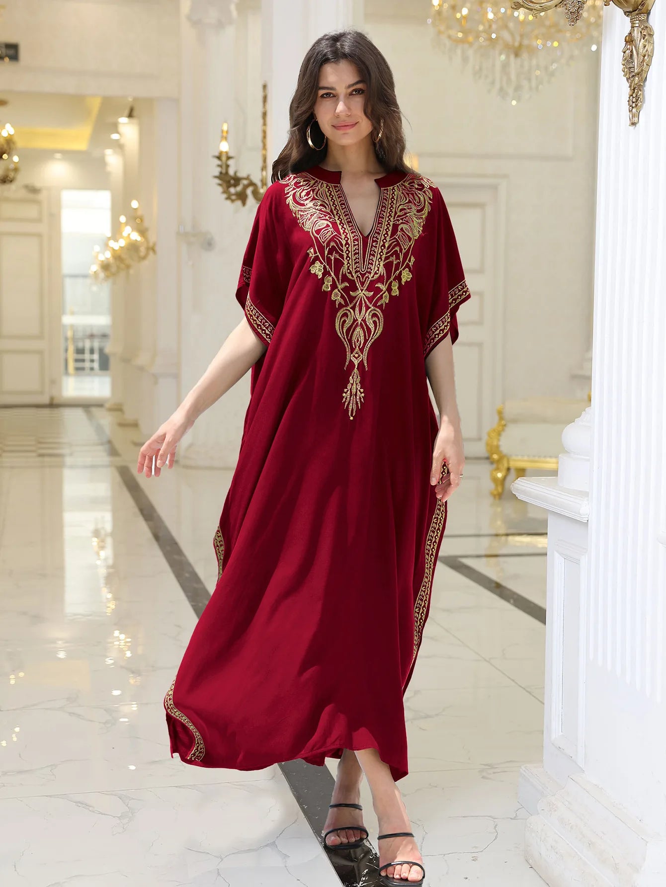 Boho Dress Women's Fashion Cotton Embroidered Beach Sun Protection Dresses For Women Loose Robe Bikini Swimsuit Outer Blouse