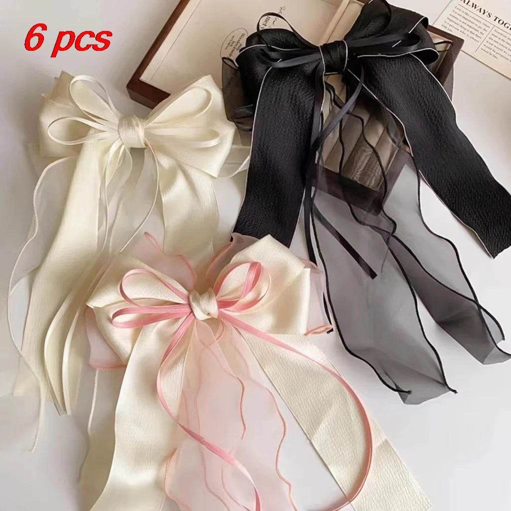 1/6 Pcs Women's Hair Clip Bow Elegant Sweet Cute Kawaii Hairpins Fashionable Trendy Versatile Lace Lolita Hair Accessories Girls