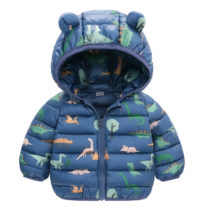Doudoune Enfant Dinosaure À Capuche – Chaude Hiver 1-6 Ans Unisexe