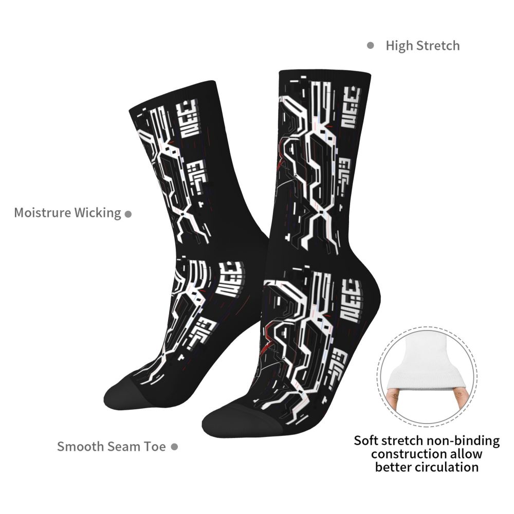 Techwear Men's Crew Socks Unisex Fun Japanese Future Tech Street Wear Style Spring Summer Autumn Winter Dress Socks