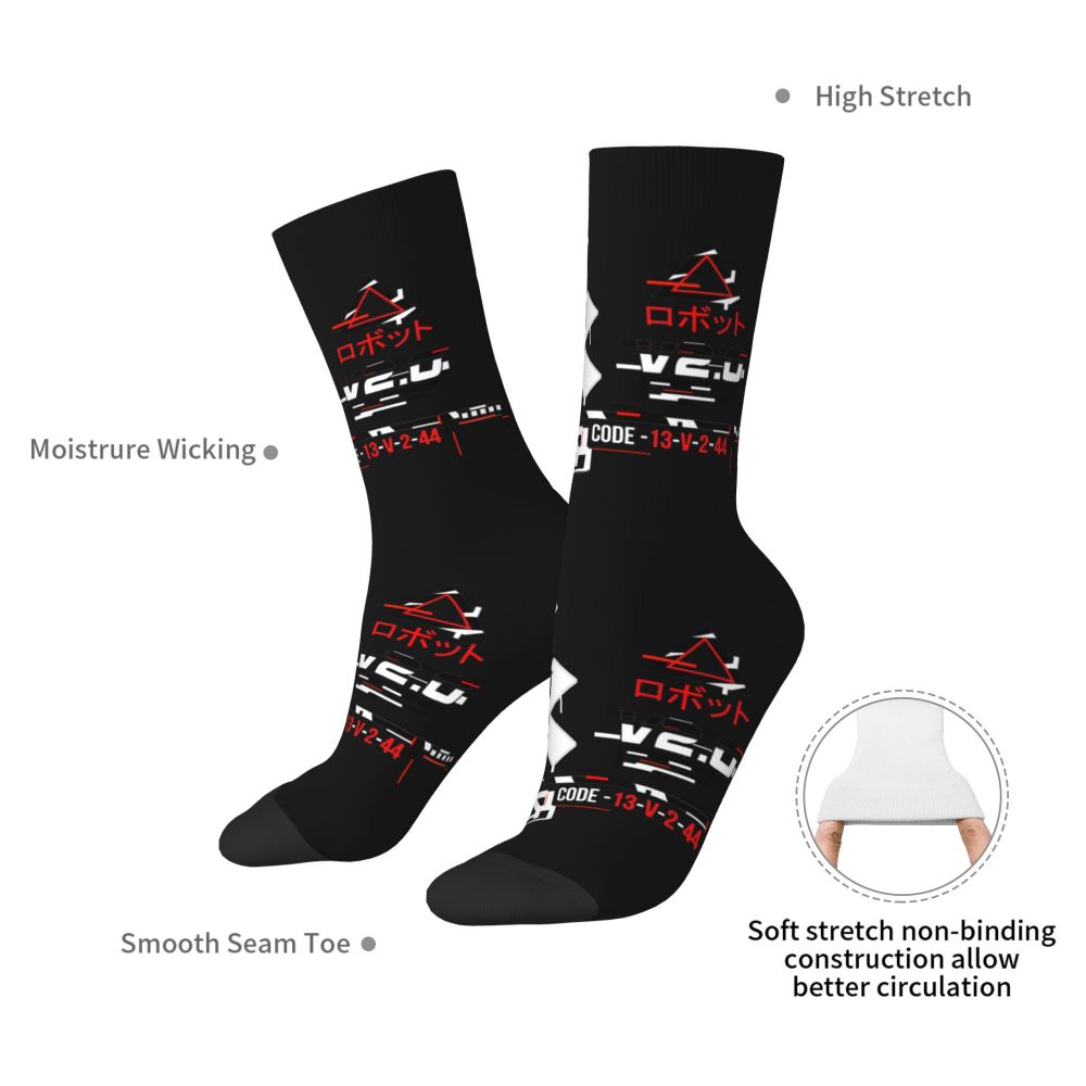 Techwear Men's Crew Socks Unisex Fun Japanese Future Tech Street Wear Style Spring Summer Autumn Winter Dress Socks