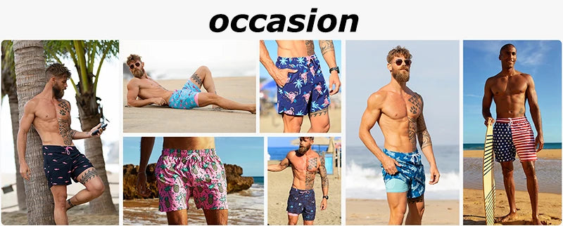3D Print 2 in 1 Mens Swim Trunks Summer Quick Dry Beach Shorts with Phone Pocket Swimwear Swimsuit Bathing Suit  Board Shorts
