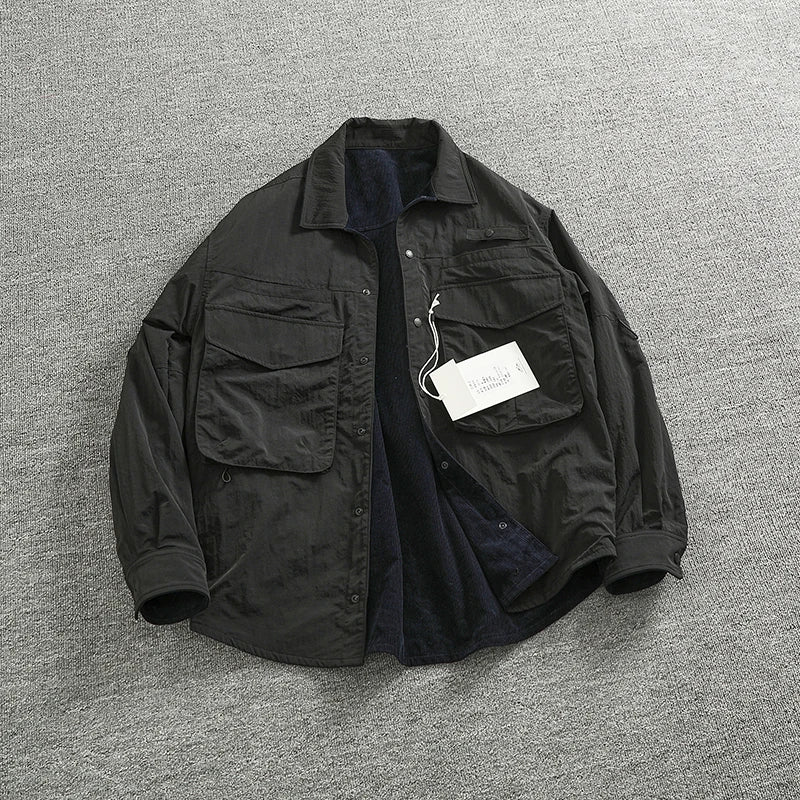 Veste Cargo Réversible Homme A+B – Poches Multiples Casual Américain Automne Hiver