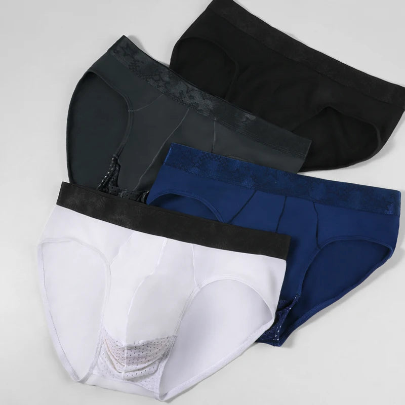 Scrotum Support Underwear Men's Briefs Modal Summer Thin Pants Ice Silk Breathable Mesh Sexy Shorts