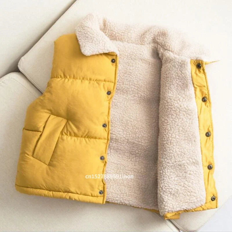 Gilet Sans Manches Enfant À Capuche – Imprimé Cartoon Chaud Automne Hiver 7-13 Ans