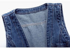 Gilet en jean femme – Col V et fermeture boutonnée
