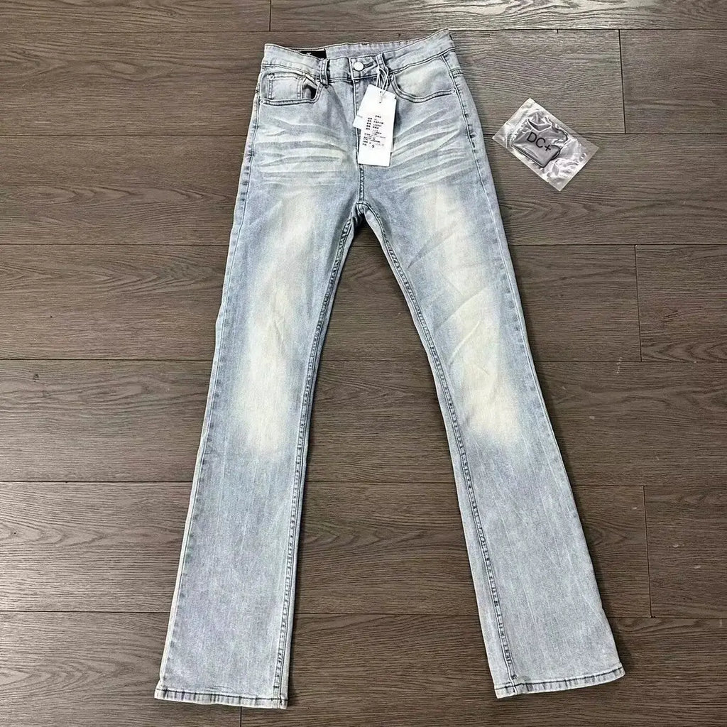 Jean homme bleu clair délavé – Coupe droite streetwear