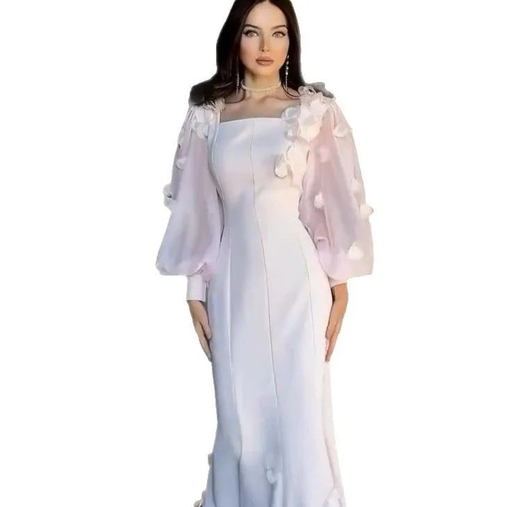 Women Full Dress Abaya Party Dresses Muslim Vestidos Kaftan Flower Lace Up Dubai Abayas Ramadan Jalabiya 2025 Arab Long Robe
