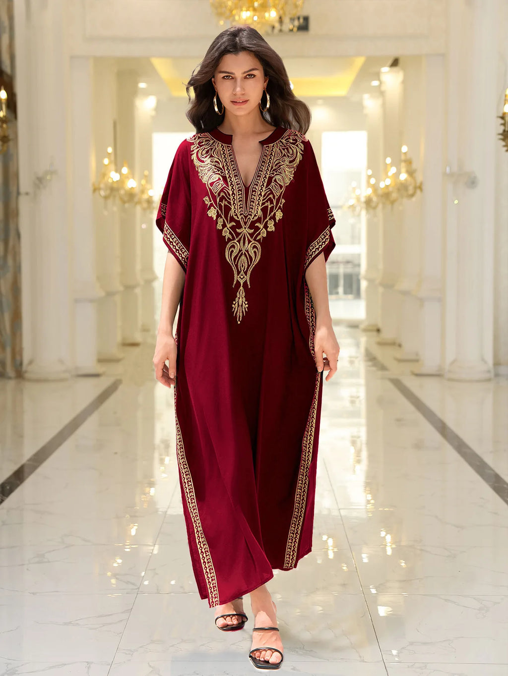Boho Dress Women's Fashion Cotton Embroidered Beach Sun Protection Dresses For Women Loose Robe Bikini Swimsuit Outer Blouse