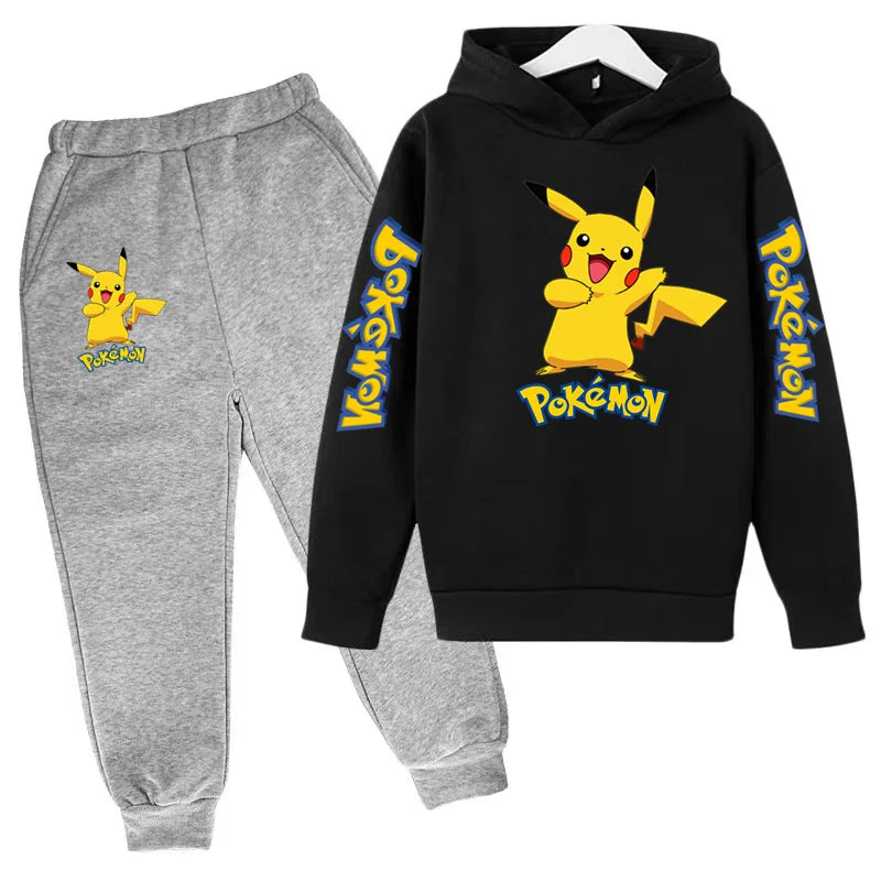 New Children's Sports Outfit Set-Hooded Jacket+long Pants with Cartoon Patterns Casual Loose Fit Suitable Boys Girls Aged3to13