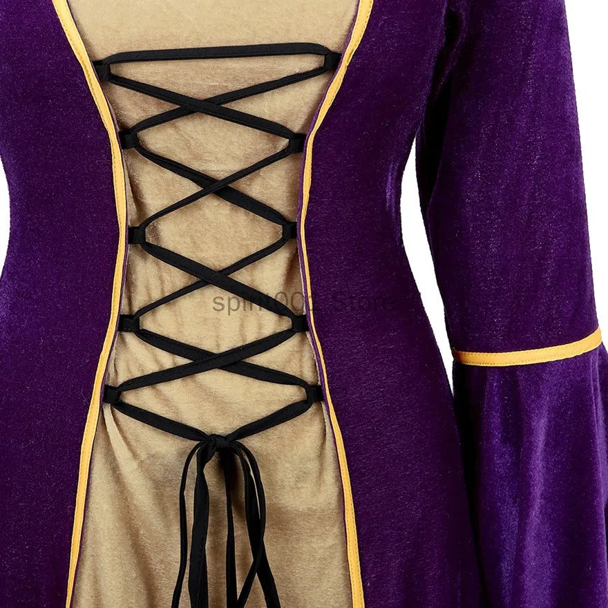 Women Renaissance Irish Deluxe Velvet Dress Victorian Medieval Long Dress Retro Fancy Gown Halloween Cosplay Costume Plus Size