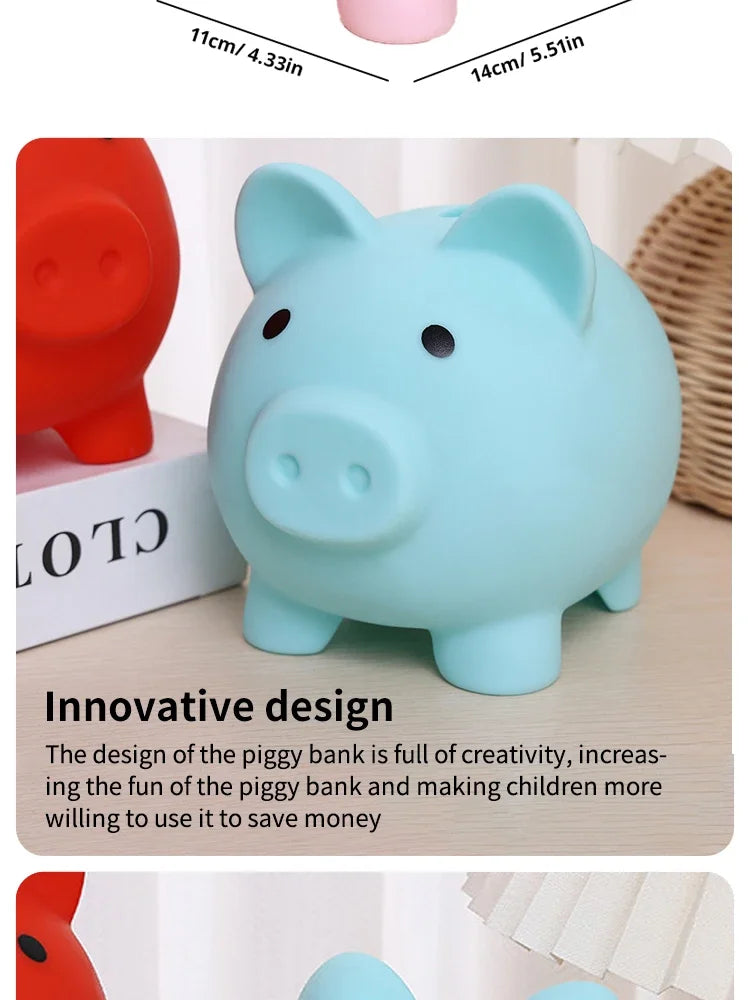 Adorable Piggy Bank Savings Jar Silicone Unbreakable Children's Money Box Boys & Girls Money-Saving Home Decor