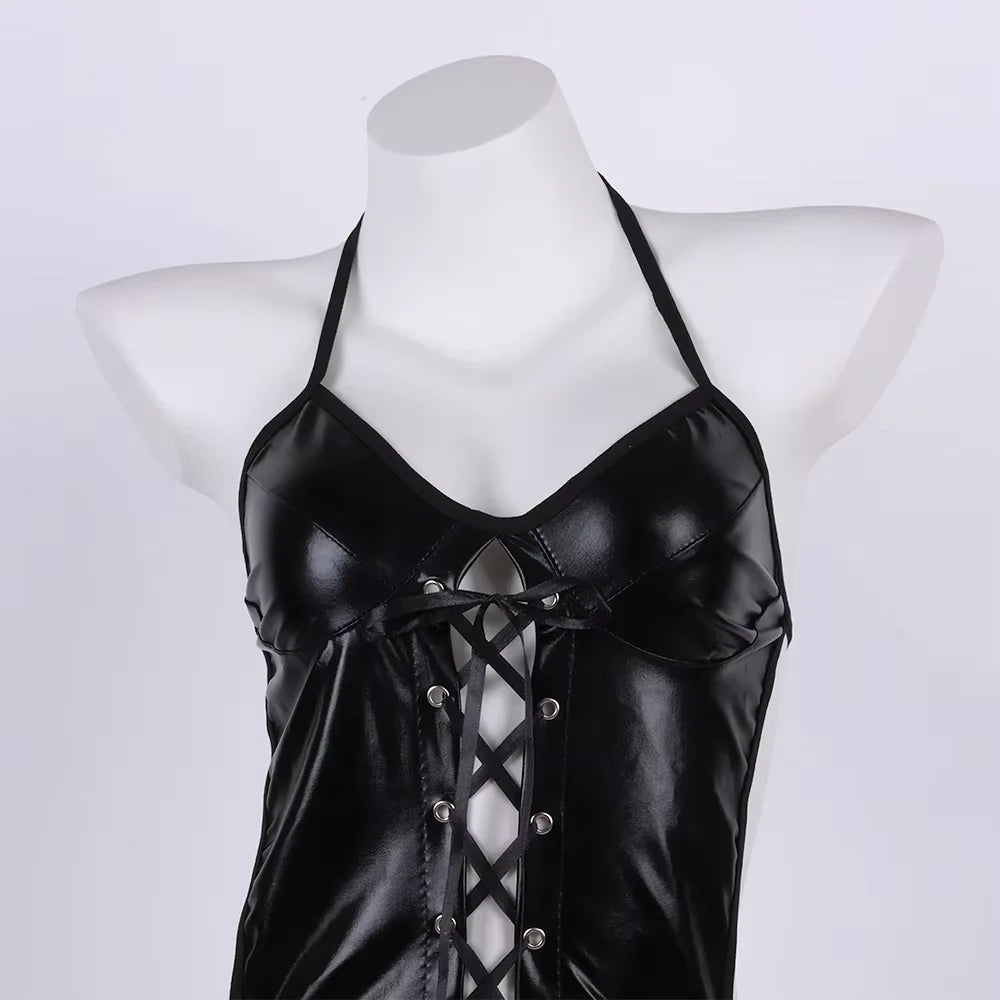 Body Lingerie Femme — Cuir & Dentelle, Dos Nu, Grande Taille