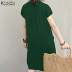 Robe femme ZANZEA à manches courtes – Cordon à la taille