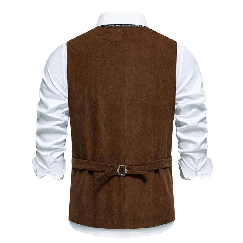 Western Corduroy Vest for Men Gothic Waistcoat Floral Embroidery Chaleco Vintage Hombre Steampunk Victorian Dress Men Suit Vest