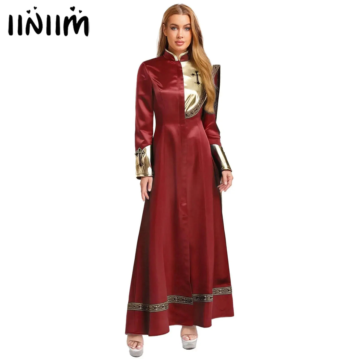 Robe longue femme asymétrique – Détails brillants