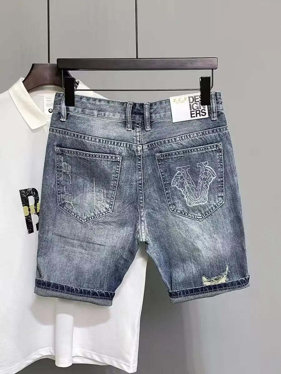 Short en jean homme Y2K – Coupe ample streetwear délavée