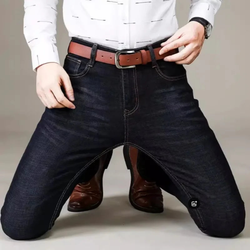 2026 JEAN New Business Men's Jeans Casual Straight Stretch Fashion Classic Blue Black Work Denim Trousers Male Brand Clothing