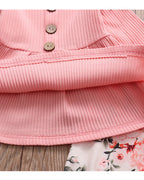 Newborn Baby Girl Clothes Set Solid Knitting Long Sleeve Tops Floral Print Pants Headband 3Pcs Outfits Casual Infant Clothing