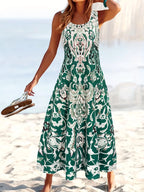 New Women's Casual Dresses New Fashion Vacation Style Floral Print