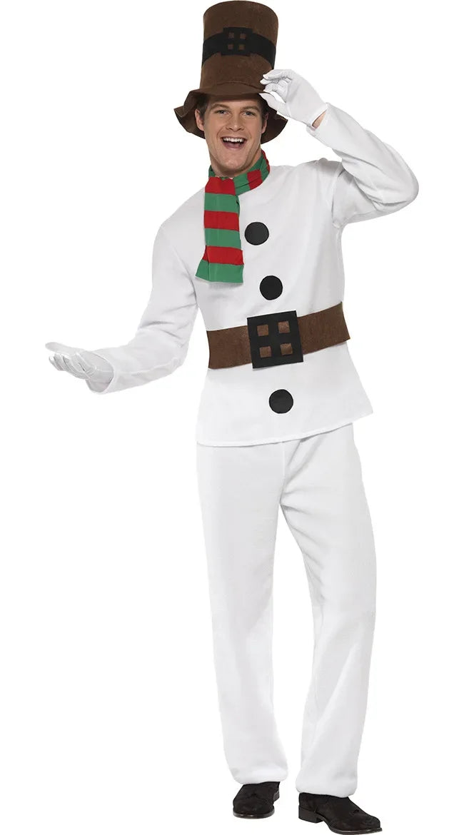 New Christmas Cosplay Costume Anime White Snowman Suit for Adult Women Men Carnival Theme Party Role Playing Outfits