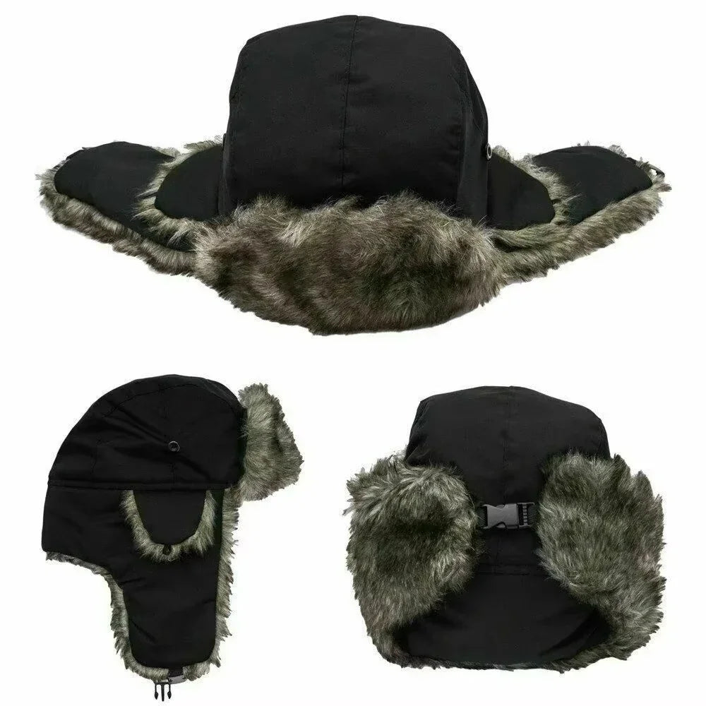 Unisex Warm Men's Women's Trapper Cap Aviator Trooper Earflap Winter Flaps Ski Hat New Er Hats Russian Faux Fur Hats