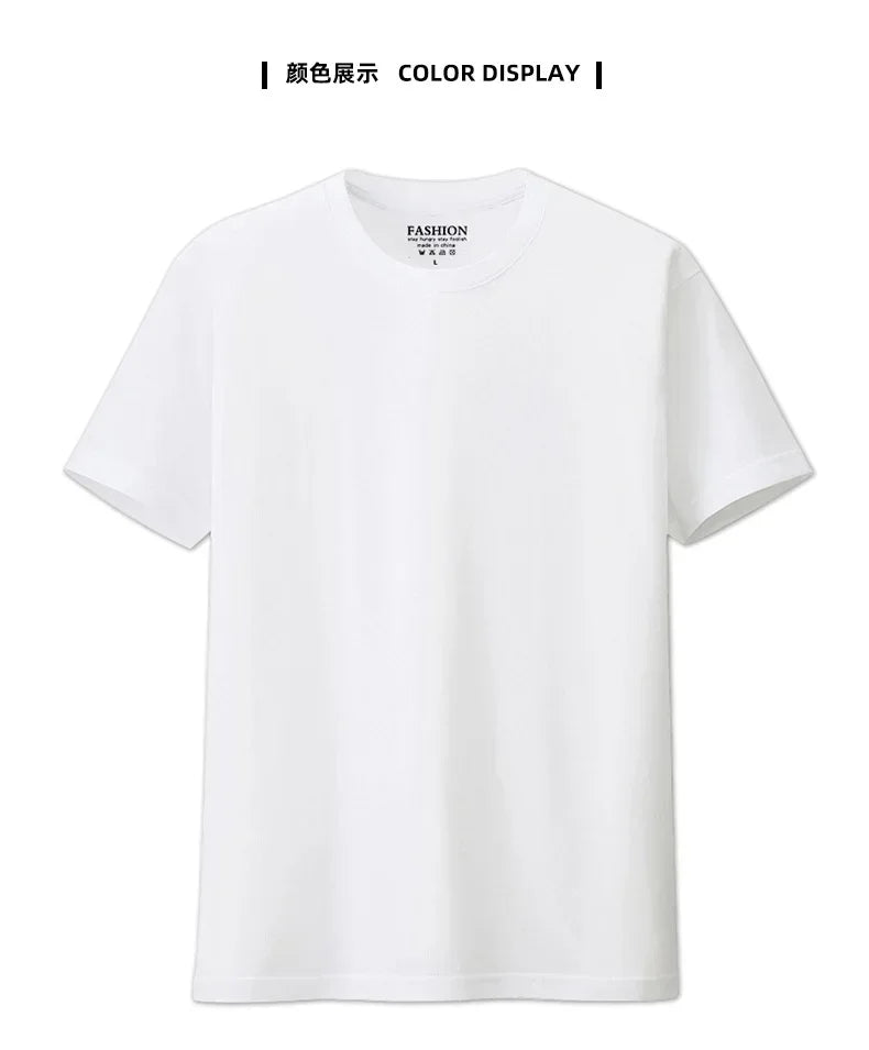 100% cotton Solid Tshirts Mens Short Sleeve Fashion Brand Trend White Black Clothing Tees Woman Customized Products Summer