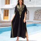Boho Dress Women's Fashion Cotton Embroidered Beach Sun Protection