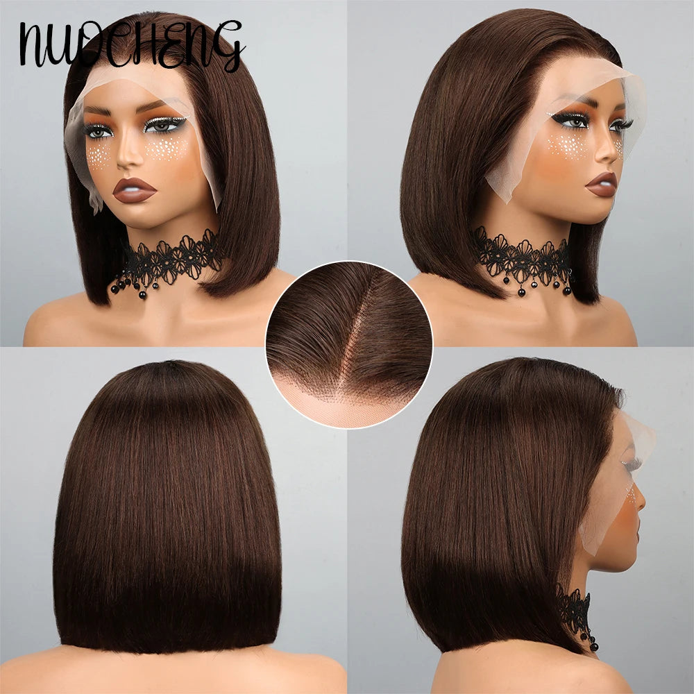 Bob Wig Human Hair 13X4 Lace Frontal Bob Wigs For Black Women Human Hair Glueless Straight Bob Lace Front Wig Natural Color Wigs