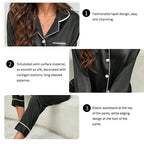 Plus Size Autumn and Winter Silk Pajamas Women Tops and Pants Solid