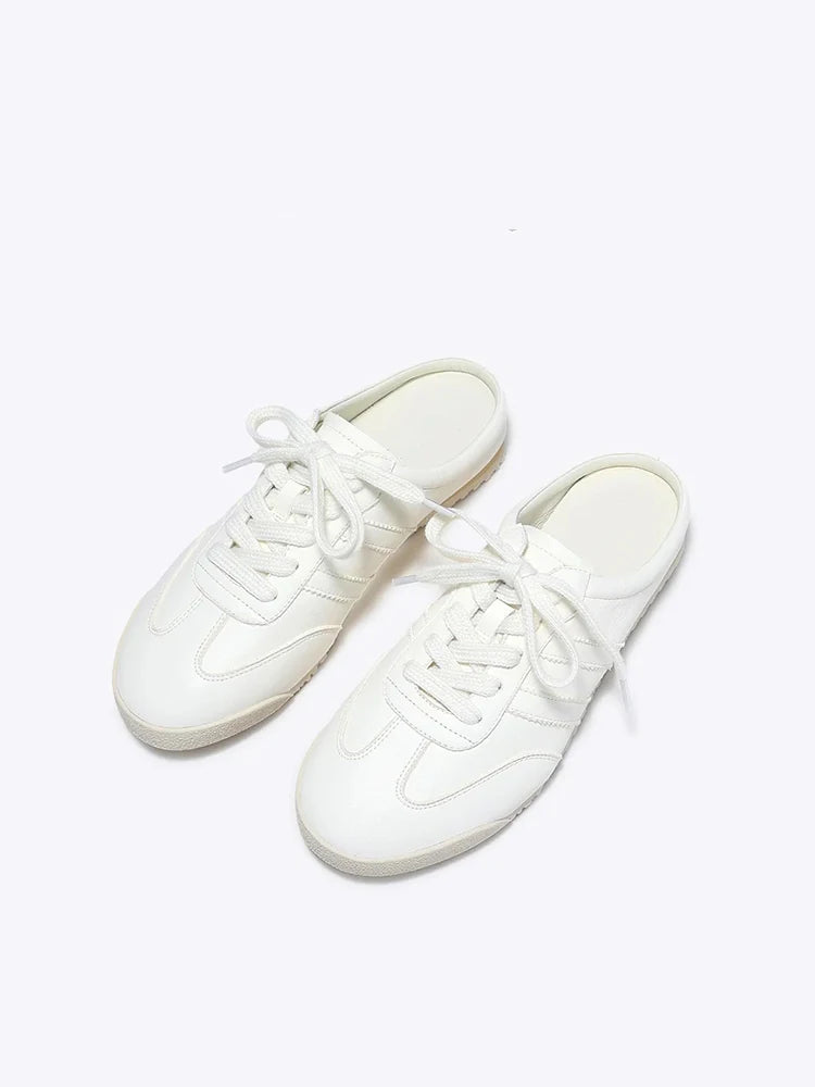 Mules Sneaker Femme – Talon Intérieur 5cm Bout Fermé Blanc Été