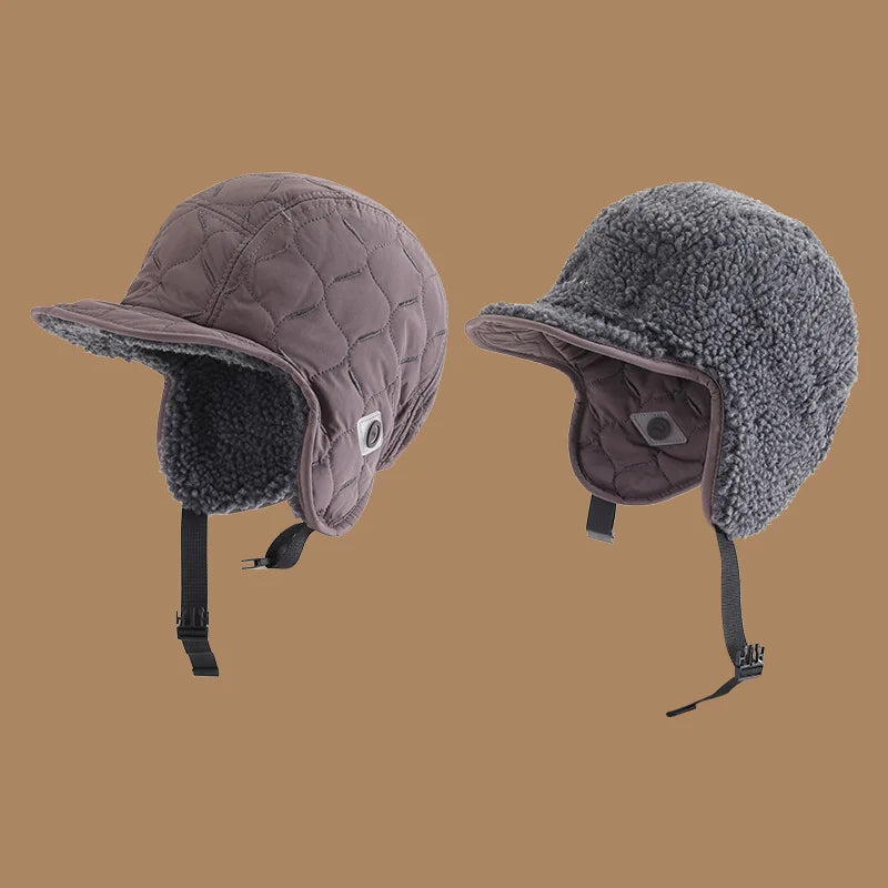 Winter Men Women Trapper Aviator Trooper Earflap Warm Waterproof Ski Down Hat Bomber Cap Ear Protectors Hats Reversible Wearable