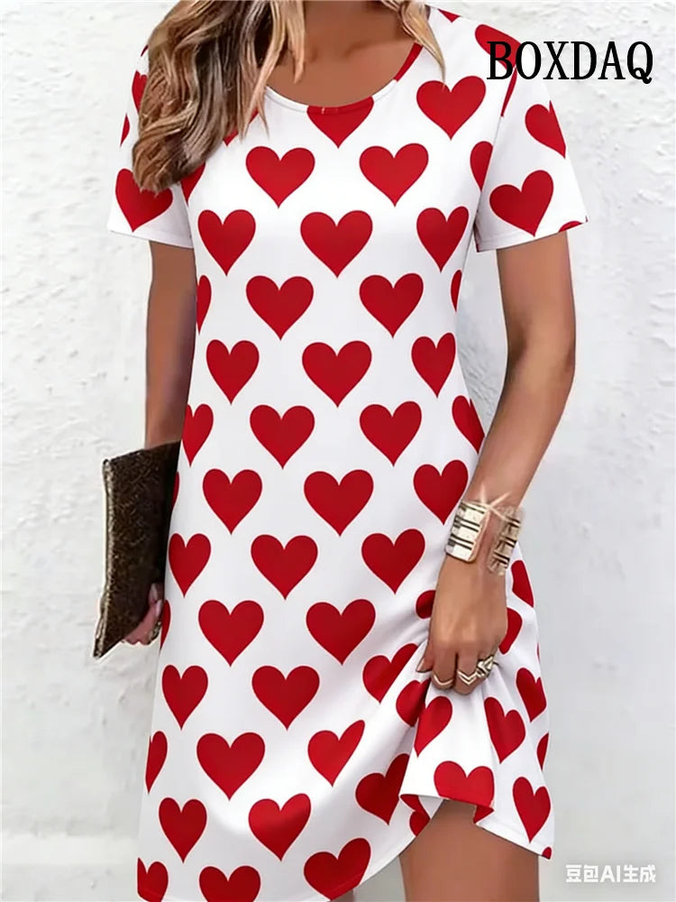 Plus Size Women's Dresses Summer Fashion Tie Dye Striped Flowers 3D Printed Short Sleeve Dress Casual Loose Woman's Clothing 6XL