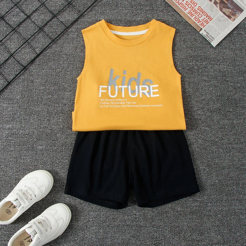 Children's Summer T-shirts Boys Girls Vests Sleeveless Cartoon Tee Tops 100% Cotton Comfortable Kids T-shirt Clothes Fashion New