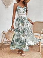 Robe femme bohème imprimée – Col V et bretelles