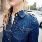 Robe-chemise en denim femme – Coupe ajustée et ceinture