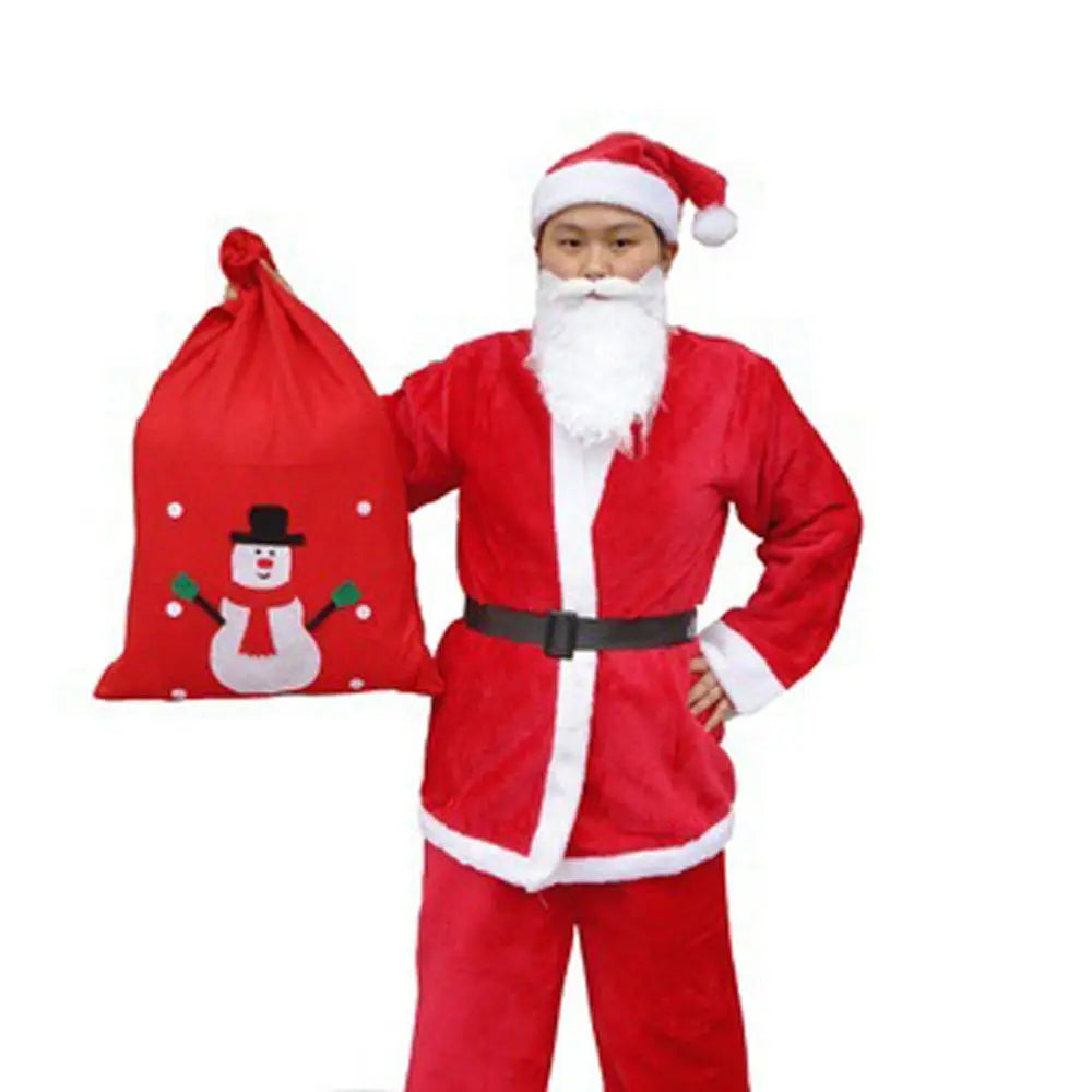 Funny Party Adults Belt Beard Velvet Christmas Clothes Santa Claus Costume Cosplay Suits Hat