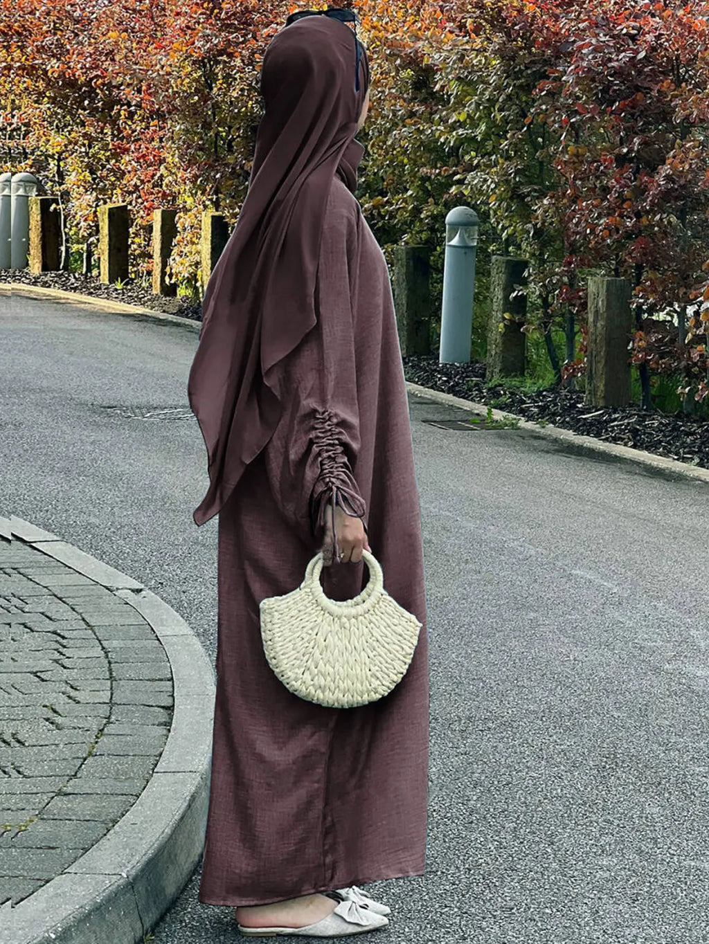 Eid Islamic Modest Dress for Women Abaya Lace-up Sleeve Morocco Casual Ramadan Vestidos Prayer Kaftan Dubai Muslim Long Robe