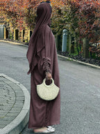 Eid Islamic Modest Dress for Women Abaya Lace-up Sleeve Morocco